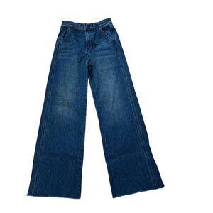 Veronica Beard Taylor Relaxed Wide Leg High Rise Jeans Dark Wash Size 25